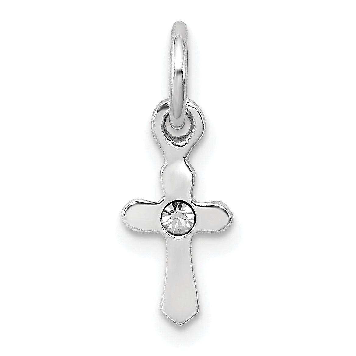 Sterlingsilber Rhodiniert Kind Apr Klar Preciosca Kristall Kreuz Anhänger