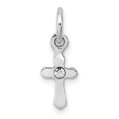 Sterlingsilber Rhodiniert Kind Apr Klar Preciosca Kristall Kreuz Anhänger