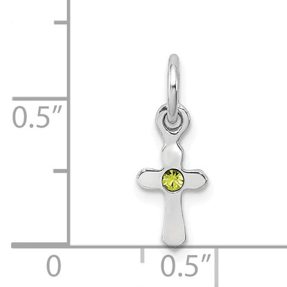 Sterlingsilber Rhodiniert Kind Aug Lt Grün Preciosca Kristall Kreuz Penda