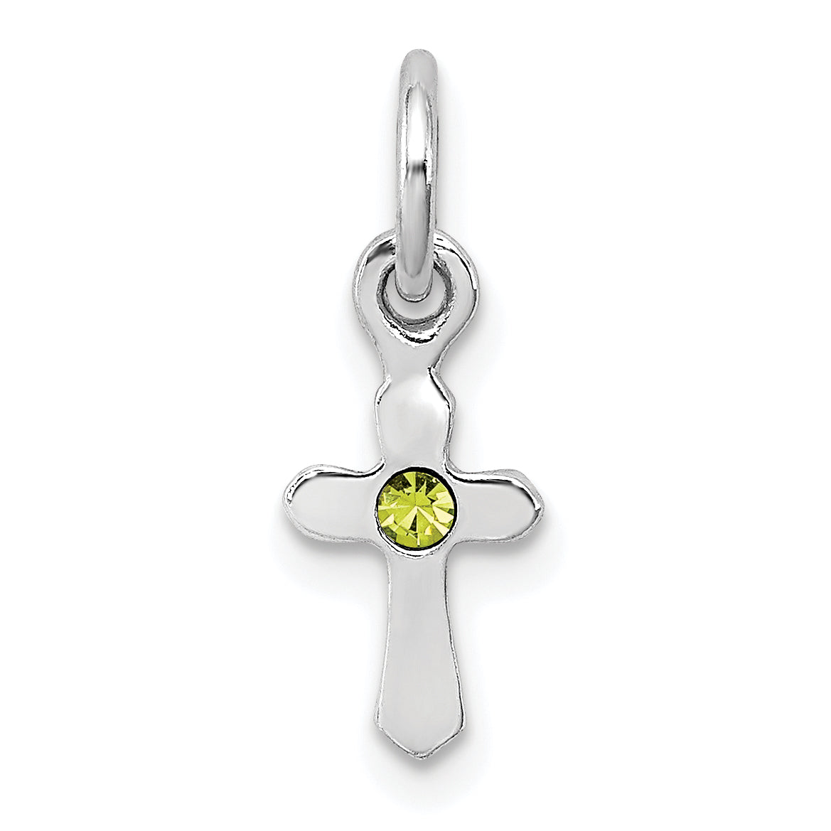 Sterlingsilber Rhodiniert Kind Aug Lt Grün Preciosca Kristall Kreuz Penda