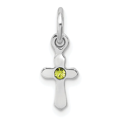Sterlingsilber Rhodiniert Kind Aug Lt Grün Preciosca Kristall Kreuz Penda