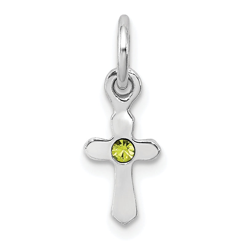 Sterlingsilber Rhodiniert Kind Aug Lt Grün Preciosca Kristall Kreuz Penda