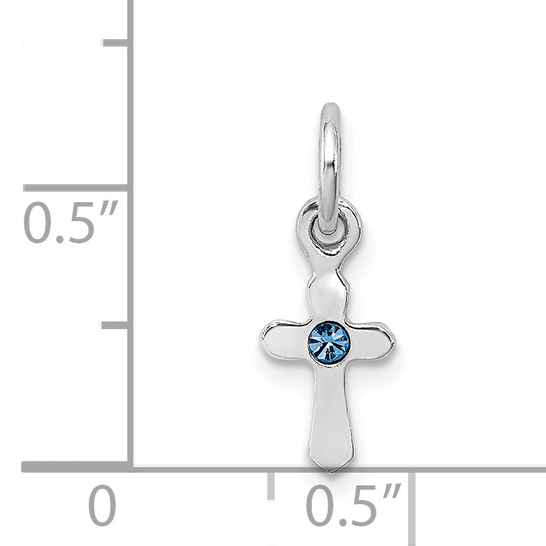 Sterlingsilber Rhodiniert Kind Dec Blau Preciosca Kristall Kreuz Anhänger