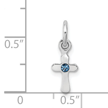 Sterlingsilber Rhodiniert Kind Dec Blau Preciosca Kristall Kreuz Anhänger