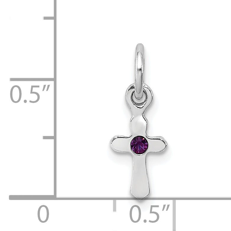 Sterlingsilber Rhodiniert Kind Feb Lila Preciosca Kristall Kreuz Anhänger