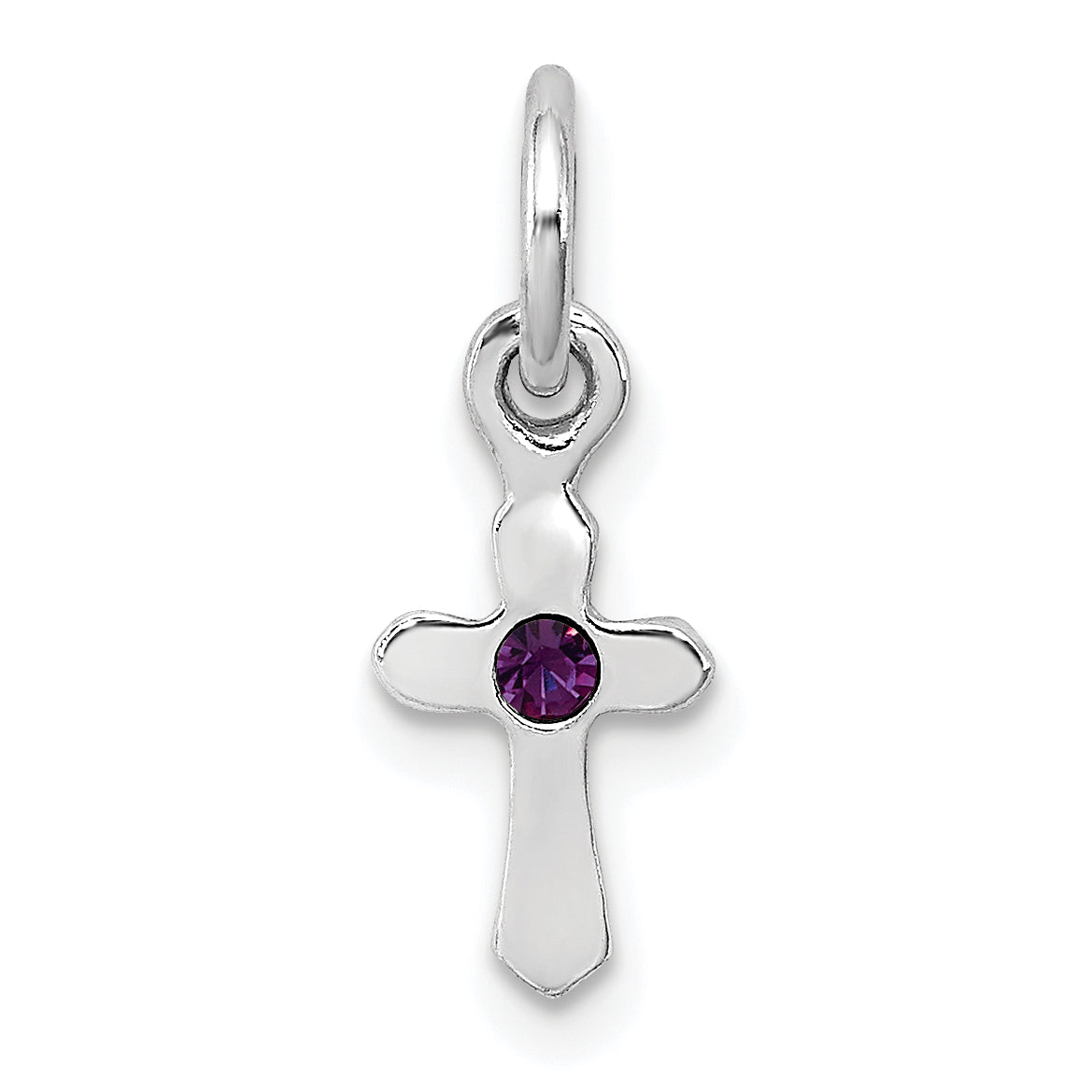 Sterlingsilber Rhodiniert Kind Feb Lila Preciosca Kristall Kreuz Anhänger