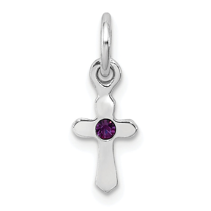 Sterlingsilber Rhodiniert Kind Feb Lila Preciosca Kristall Kreuz Anhänger