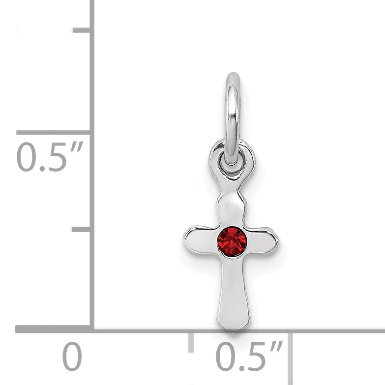 Sterlingsilber Rhodiniert Kind Jan Rot Preciosca Kristall Kreuz Anhänger