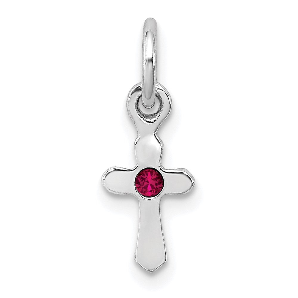 Sterlingsilber Rhodiniert Kind July Rot Preciosca Kristall Kreuz Anhänger