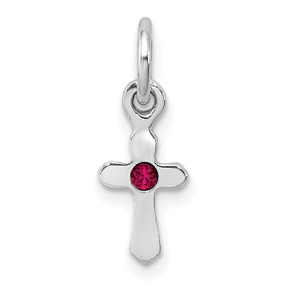 Sterlingsilber Rhodiniert Kind July Rot Preciosca Kristall Kreuz Anhänger
