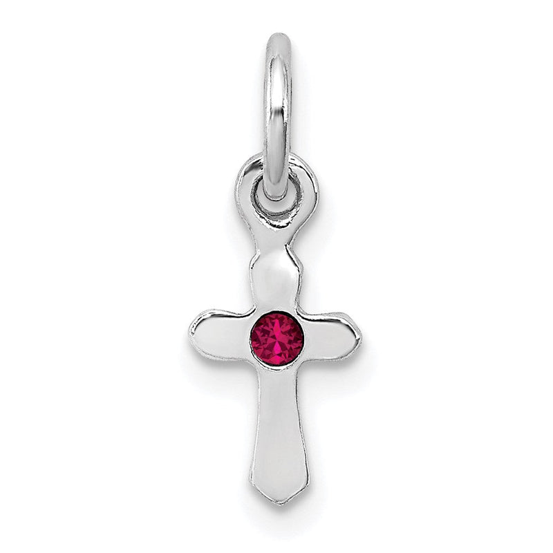 Sterlingsilber Rhodiniert Kind July Rot Preciosca Kristall Kreuz Anhänger