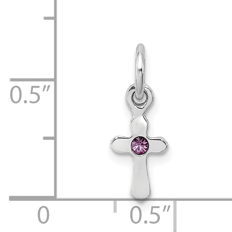 Sterlingsilber Rhodiniert Kind June Preciosca Kristall Kreuz Anhänger