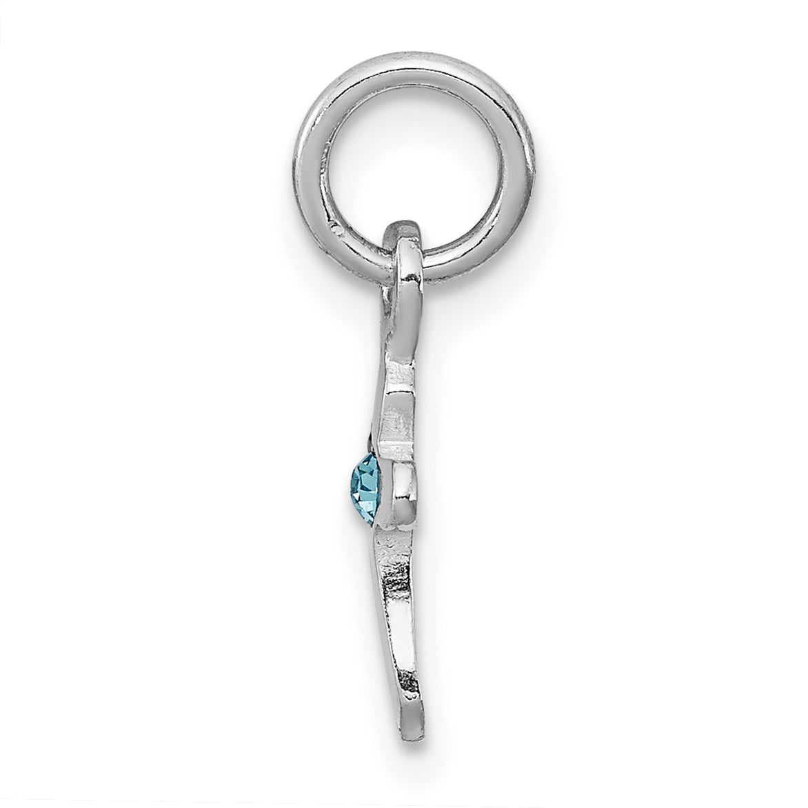 Sterlingsilber Rhodiniert Kind Mar Lt Blau Preciosca Kristall Kreuz Pendan