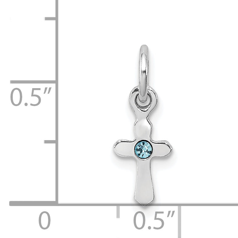 Sterlingsilber Rhodiniert Kind Mar Lt Blau Preciosca Kristall Kreuz Pendan