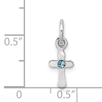 Sterlingsilber Rhodiniert Kind Mar Lt Blau Preciosca Kristall Kreuz Pendan