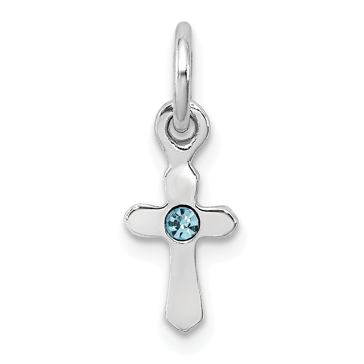 Sterlingsilber Rhodiniert Kind Mar Lt Blau Preciosca Kristall Kreuz Pendan