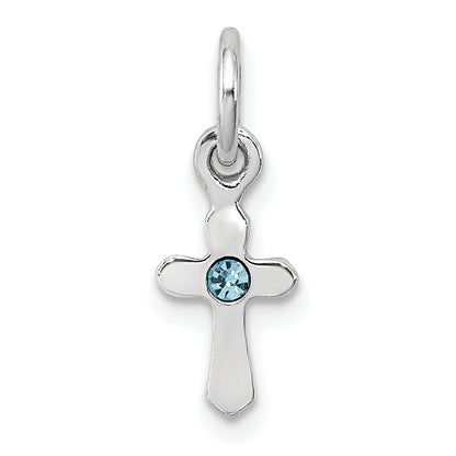 Sterlingsilber Rhodiniert Kind Mar Lt Blau Preciosca Kristall Kreuz Pendan