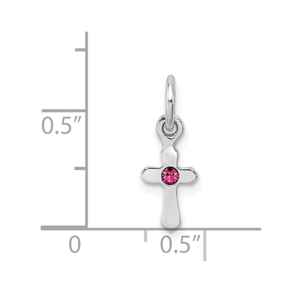 Sterlingsilber Rhodiniert Kind Oct Rosa Preciosca Kristall Kreuz Anhänger