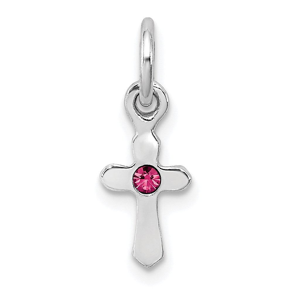Sterlingsilber Rhodiniert Kind Oct Rosa Preciosca Kristall Kreuz Anhänger
