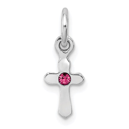 Sterlingsilber Rhodiniert Kind Oct Rosa Preciosca Kristall Kreuz Anhänger