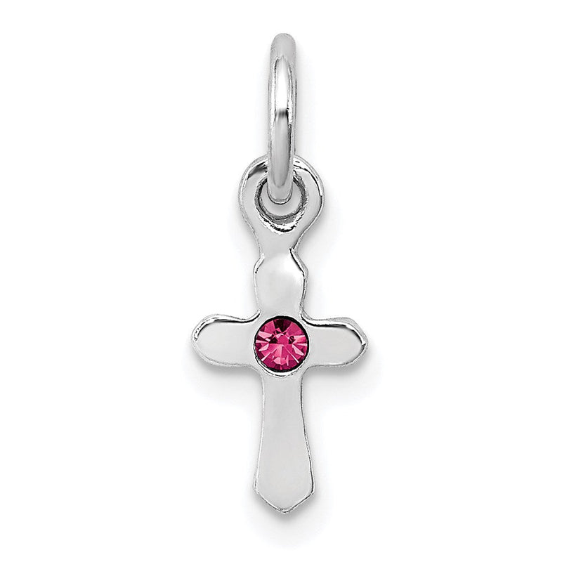 Sterlingsilber Rhodiniert Kind Oct Rosa Preciosca Kristall Kreuz Anhänger