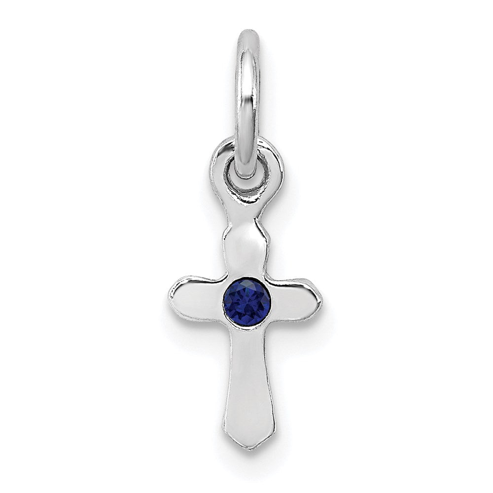 Sterlingsilber Rhodiniert Kind Sept Blau Preciosca Kristall Kreuz Anhänger
