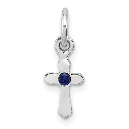 Sterlingsilber Rhodiniert Kind Sept Blau Preciosca Kristall Kreuz Anhänger