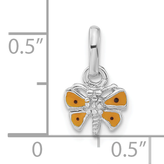 Sterlingsilber Kind Rhodiniert Gelb Emaille Schmetterling Anhänger