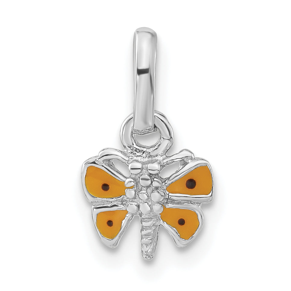 Sterlingsilber Kind Rhodiniert Gelb Emaille Schmetterling Anhänger