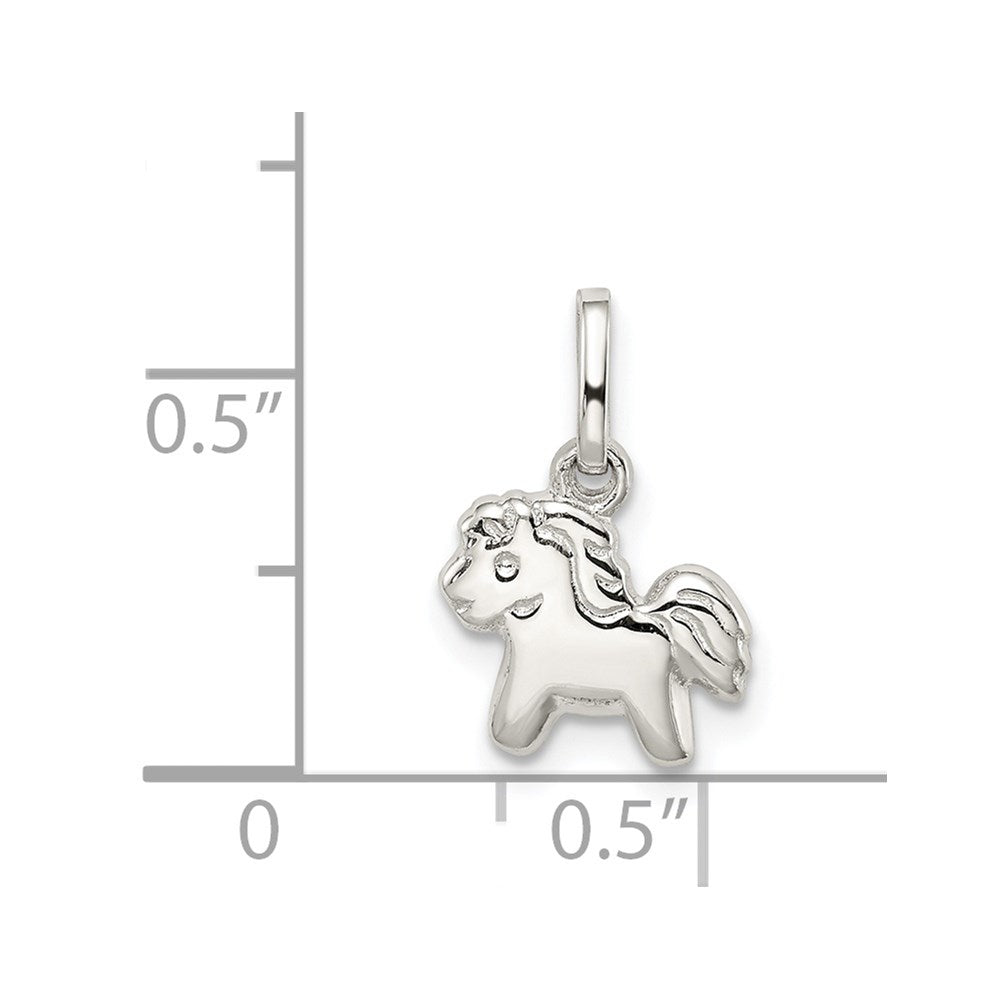 Sterlingsilber Rhodiniert Poliert Pony Kinder Anhänger