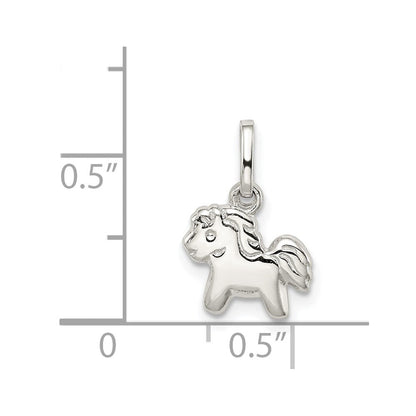 Sterlingsilber Rhodiniert Poliert Pony Kinder Anhänger
