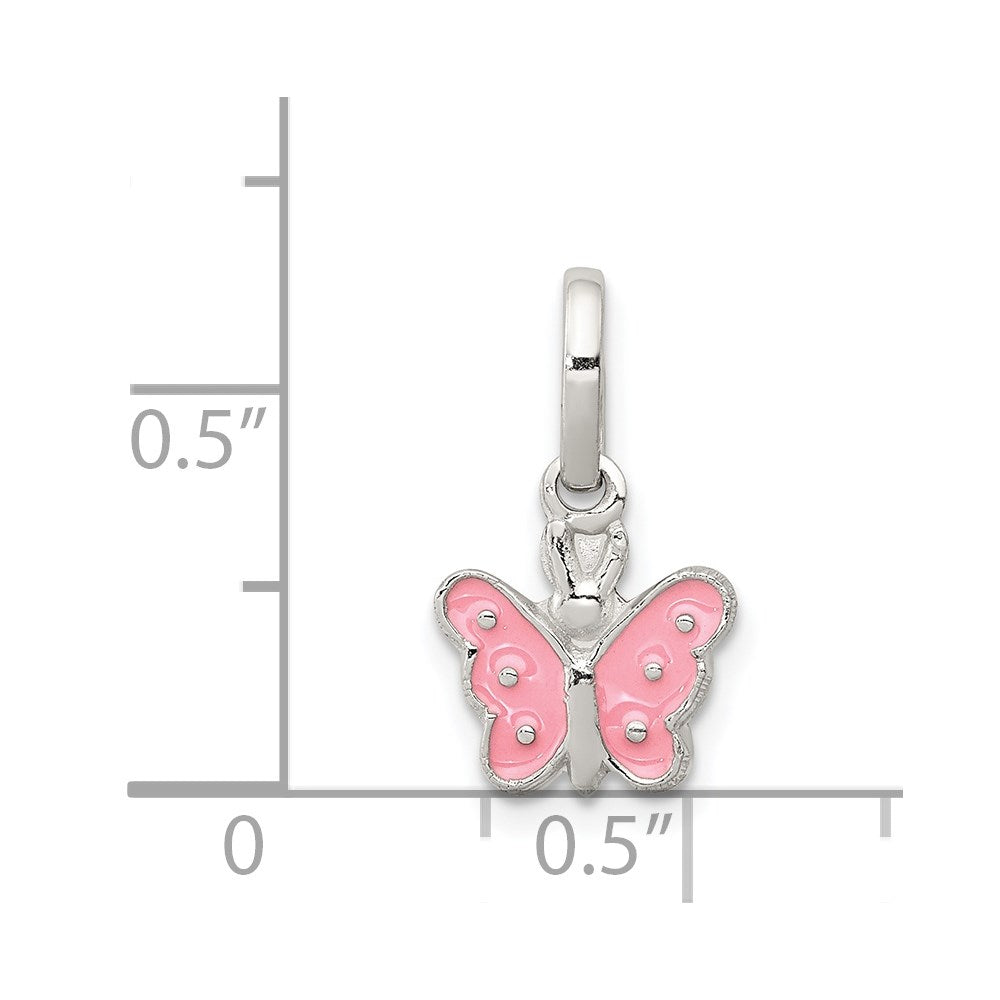 Sterlingsilber Rhodiniert Rosa Emailliert Schmetterling Kinder Anhänger