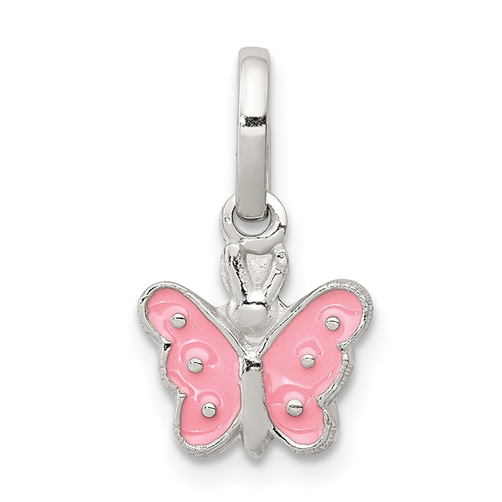 Sterlingsilber Rhodiniert Rosa Emailliert Schmetterling Kinder Anhänger