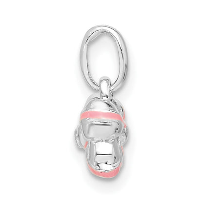 Sterlingsilber Rosa Emaille & Zirkonia Kinder Schleife Anhänger