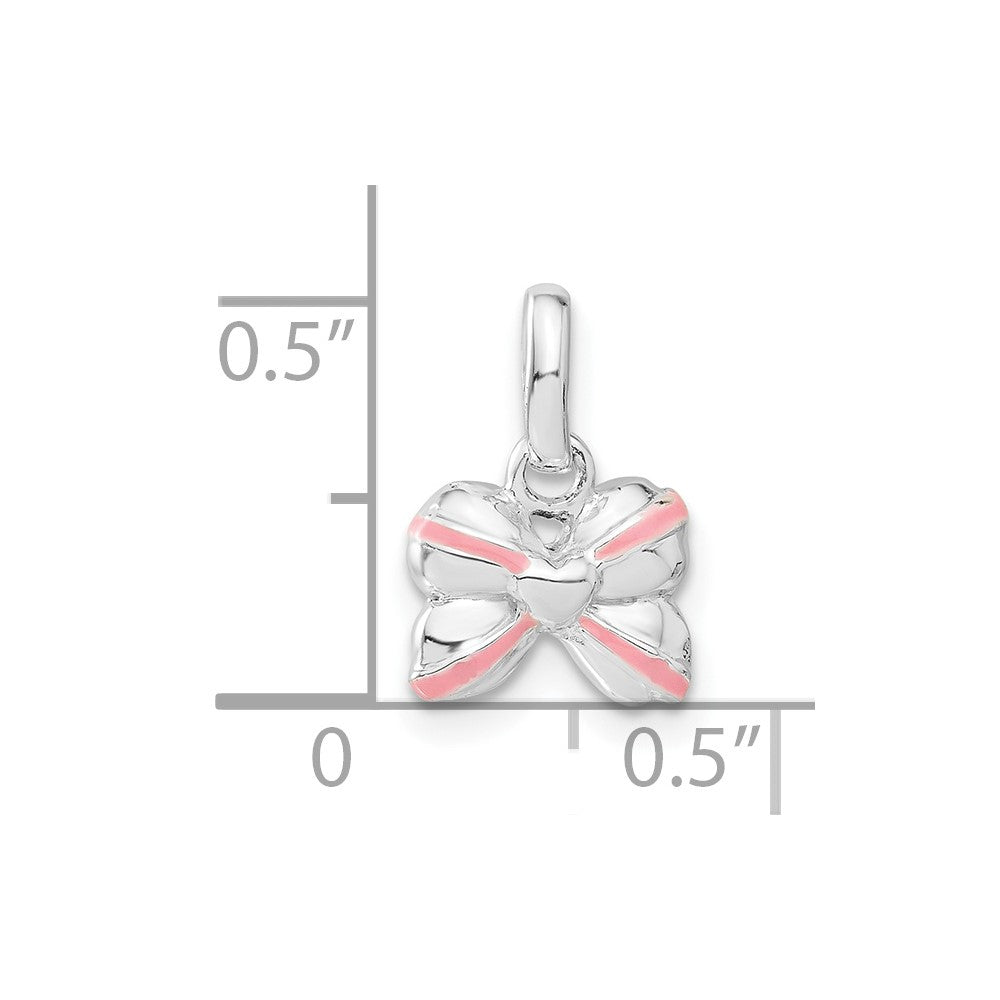 Sterlingsilber Rosa Emaille & Zirkonia Kinder Schleife Anhänger