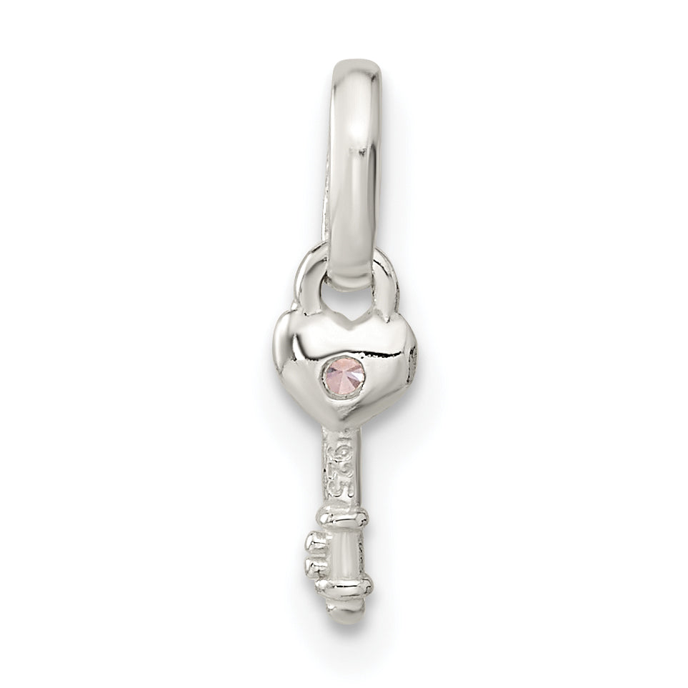 Sterlingsilber Rosa Zirkonia Key Kinder Anhänger