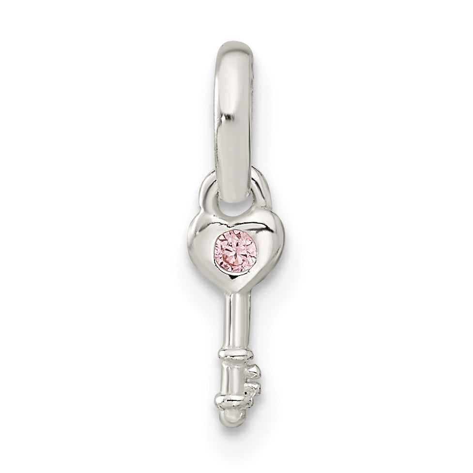 Sterlingsilber Rosa Zirkonia Key Kinder Anhänger