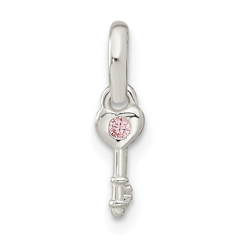 Sterlingsilber Rosa Zirkonia Key Kinder Anhänger
