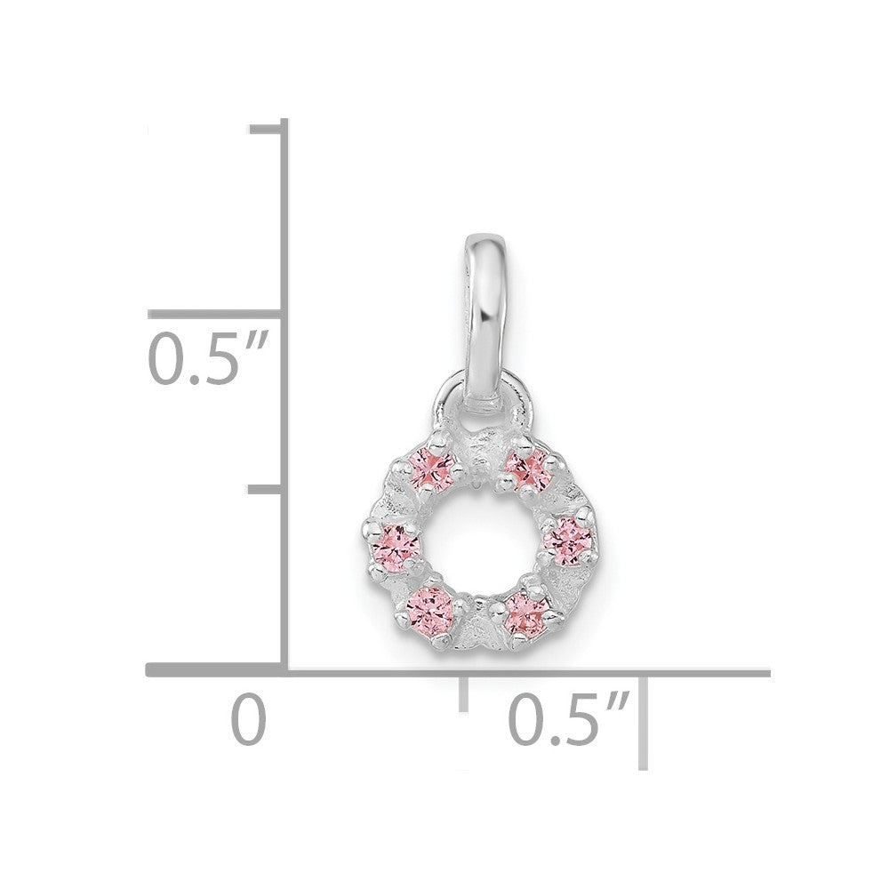 Sterlingsilber Kinder Poliert Rosa Zirkonia Kreis Anhänger