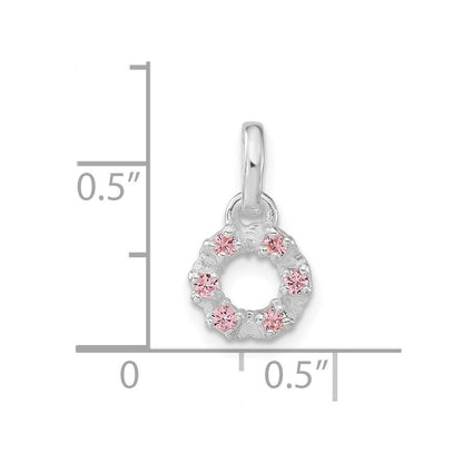 Sterlingsilber Kinder Poliert Rosa Zirkonia Kreis Anhänger