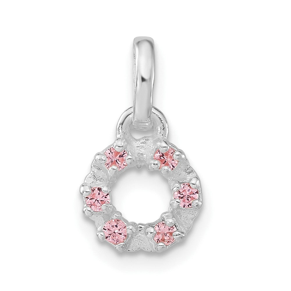 Sterlingsilber Kinder Poliert Rosa Zirkonia Kreis Anhänger