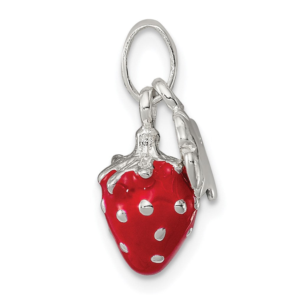 Sterlingsilber Mehrfarbig Emaille Blume & Strawberry Kinder Anhänger