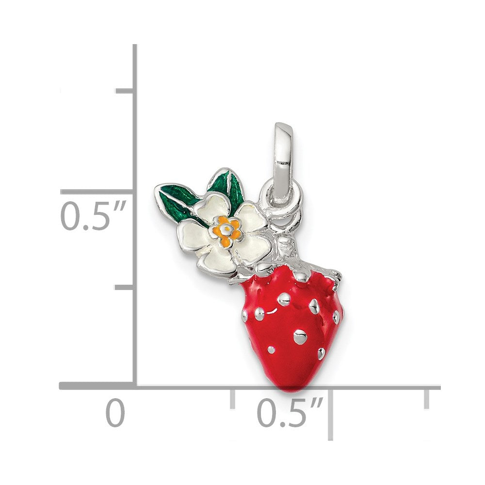 Sterlingsilber Mehrfarbig Emaille Blume & Strawberry Kinder Anhänger