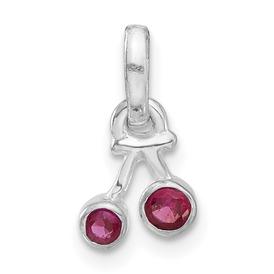 Sterlingsilber Synthetisch Rubin Cherry Kinder Anhänger