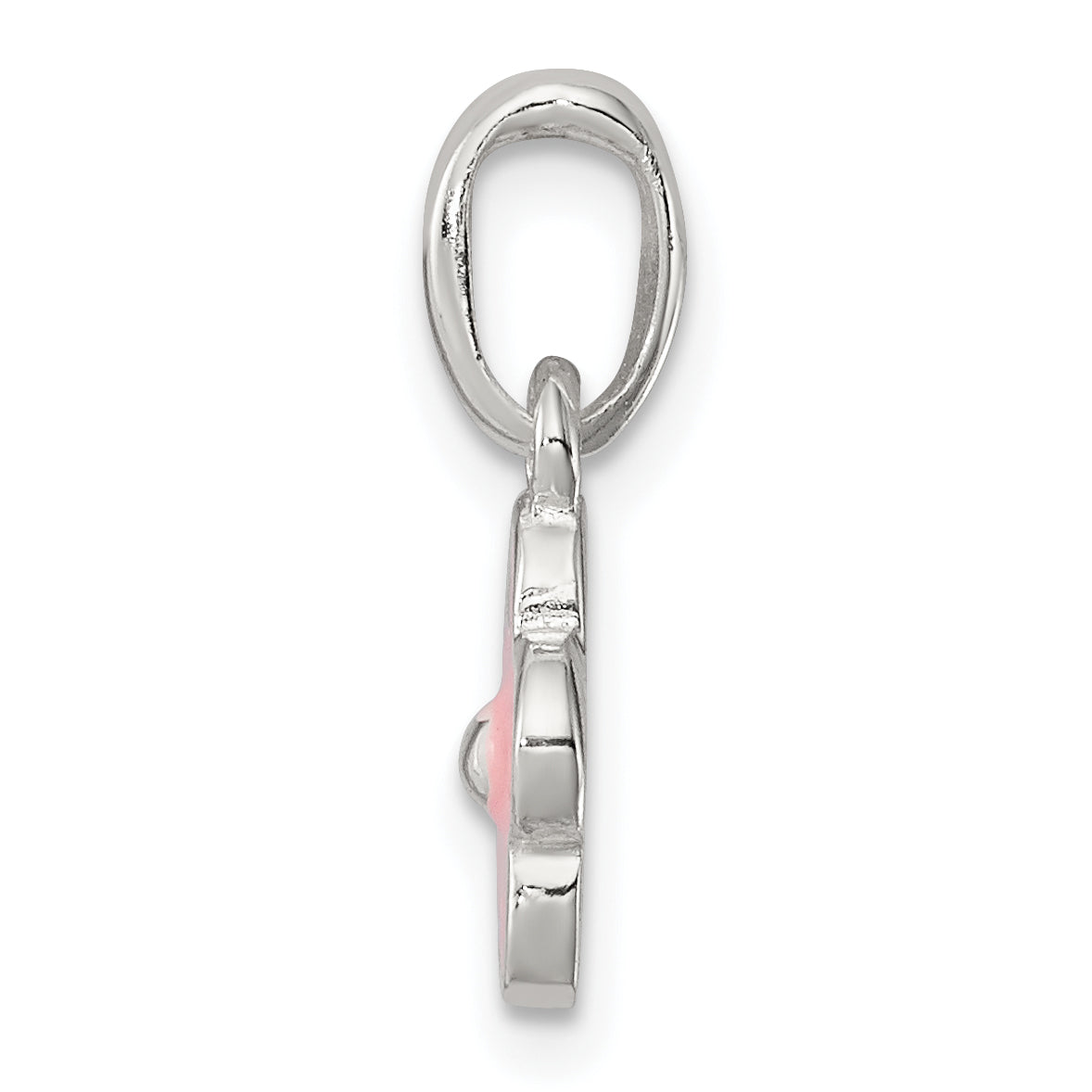 Sterlingsilber Poliert Rosa Emailliert Blume Kinder Anhänger