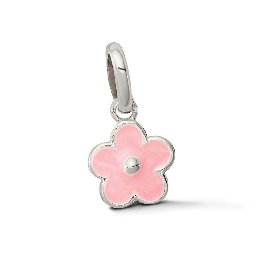 Sterlingsilber Poliert Rosa Emailliert Blume Kinder Anhänger