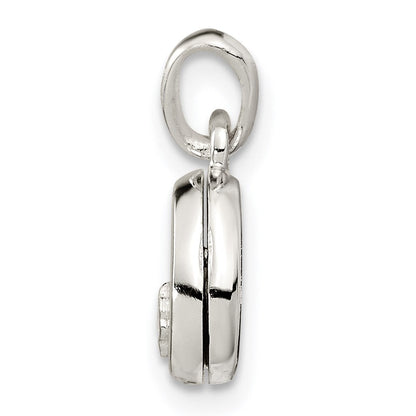Sterlingsilber Poliert Rosa Emaille Klee Oval Medaillon Kinder Anhänger