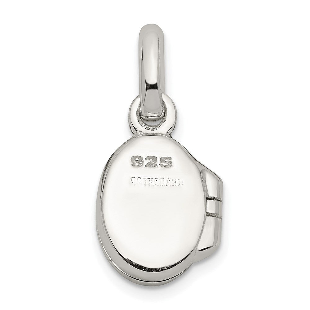 Sterlingsilber Poliert Rosa Emaille Klee Oval Medaillon Kinder Anhänger