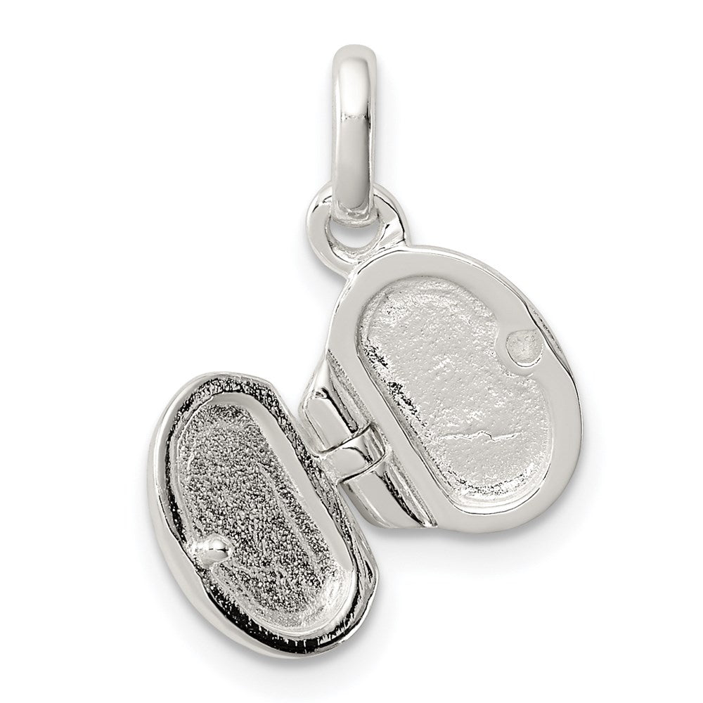 Sterlingsilber Poliert Rosa Emaille Klee Oval Medaillon Kinder Anhänger