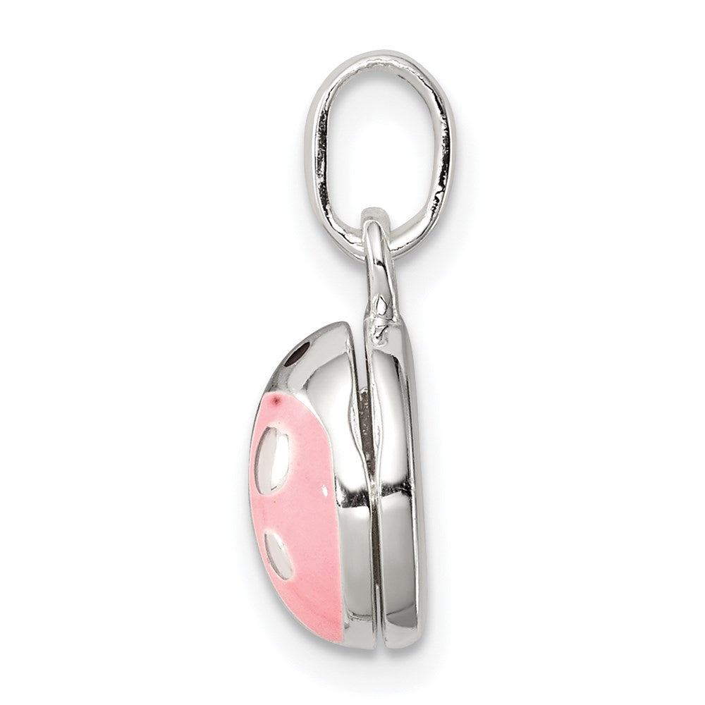 Sterlingsilber Rosa & Schwarz Emaille Marienkäfer Medaillon Kinder Anhänger